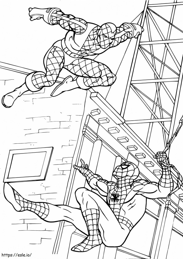 Coloriage Spiderman contre méchant à imprimer dessin