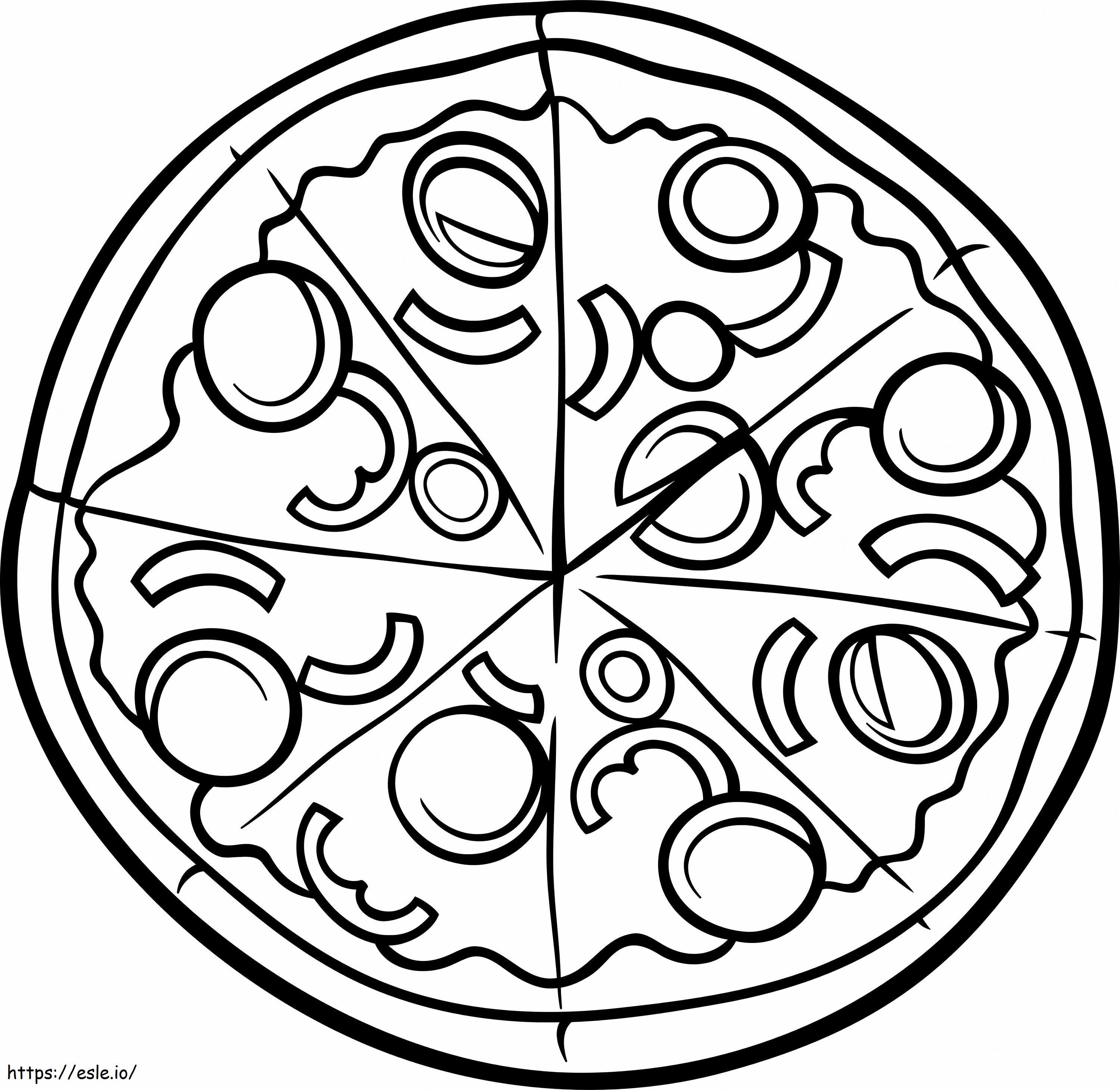 Pizzan ympyrä värityskuva