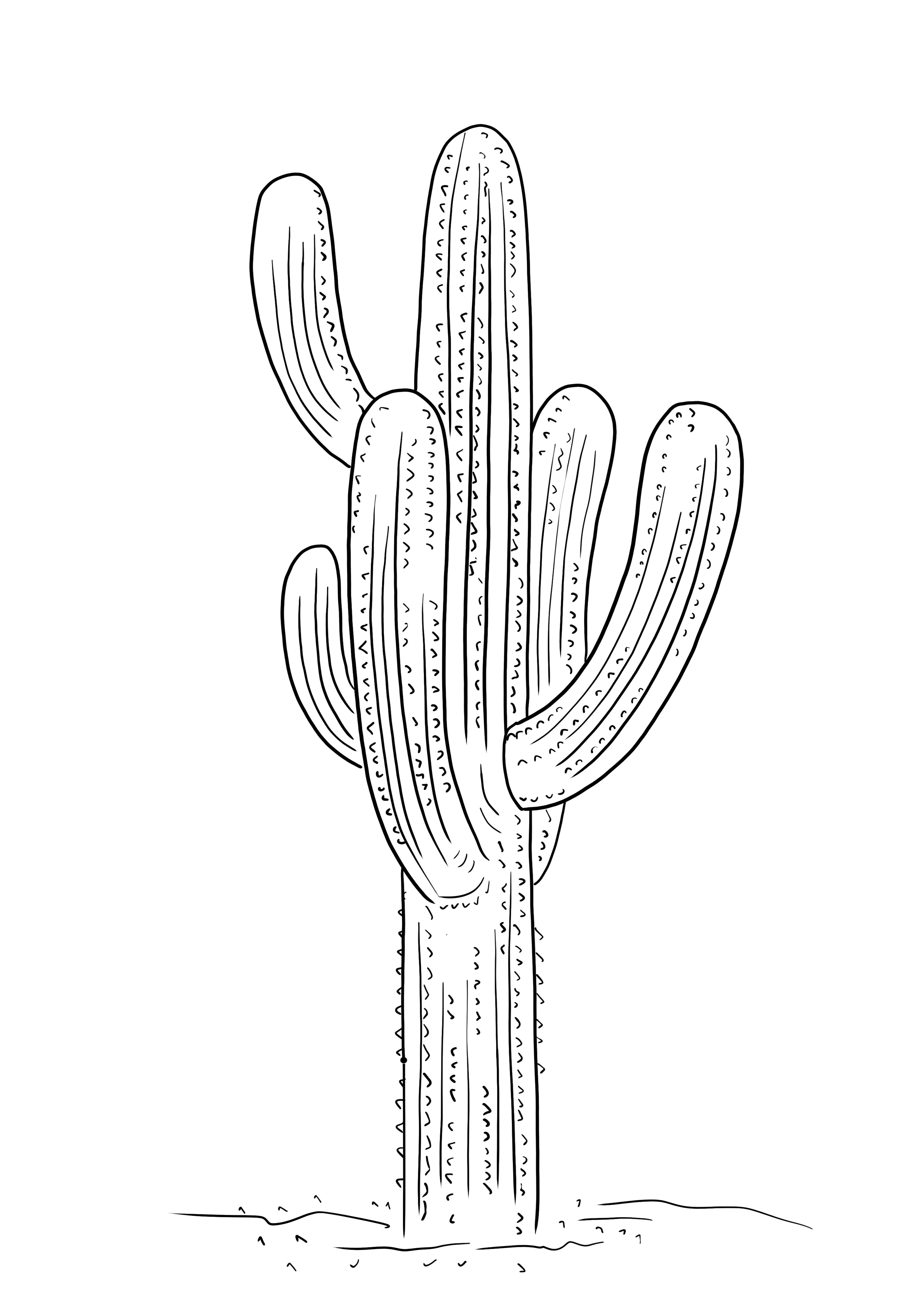 Kaktus Saguaro untuk dicetak gratis untuk anak-anak