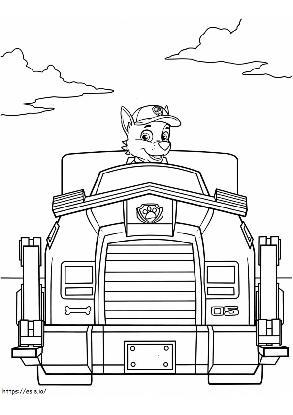 Rocky care conduce un camion de colorat