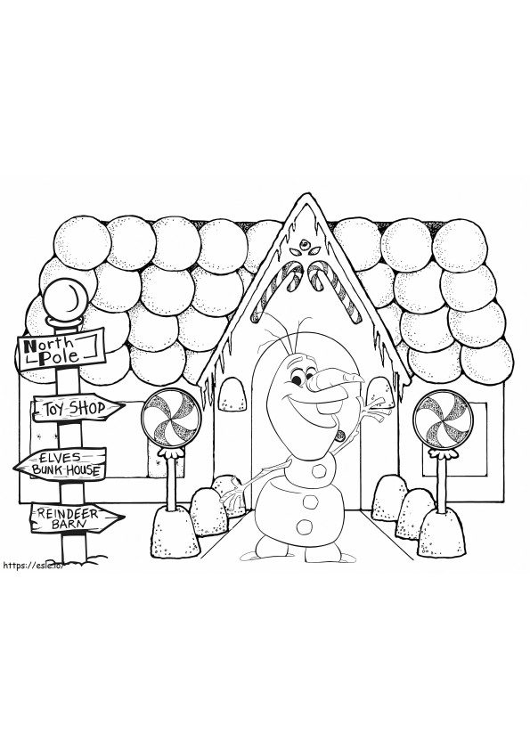 Frozen Olaf Gingerbread House coloring page