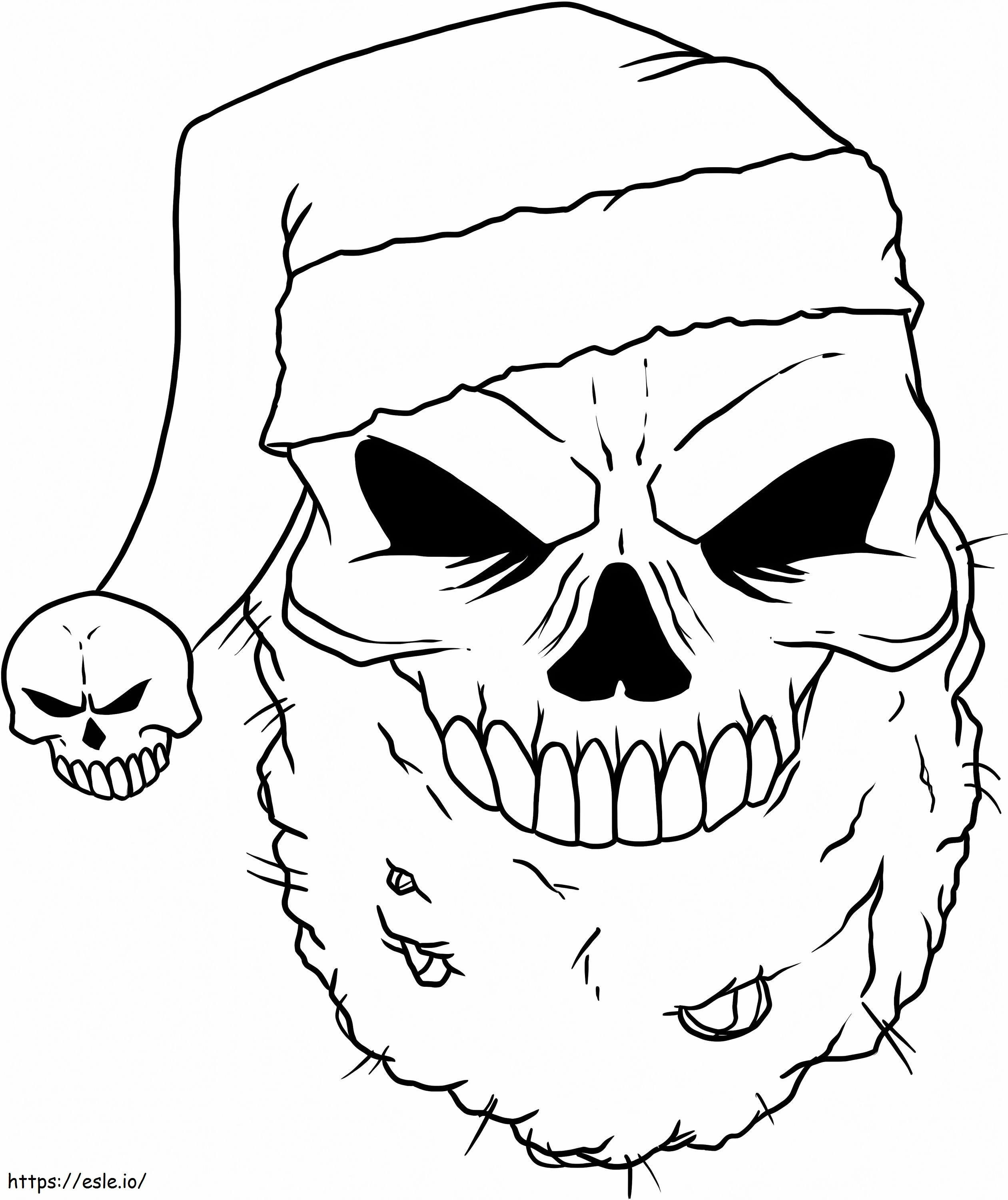 Coloriage Amusement de crâne de Père Noël à imprimer dessin