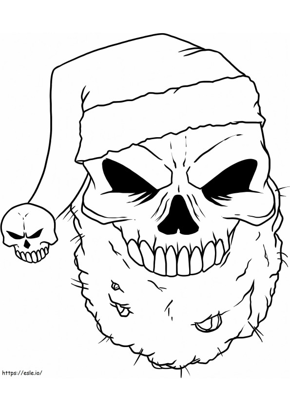 Coloriage Amusement de crâne de Père Noël à imprimer dessin