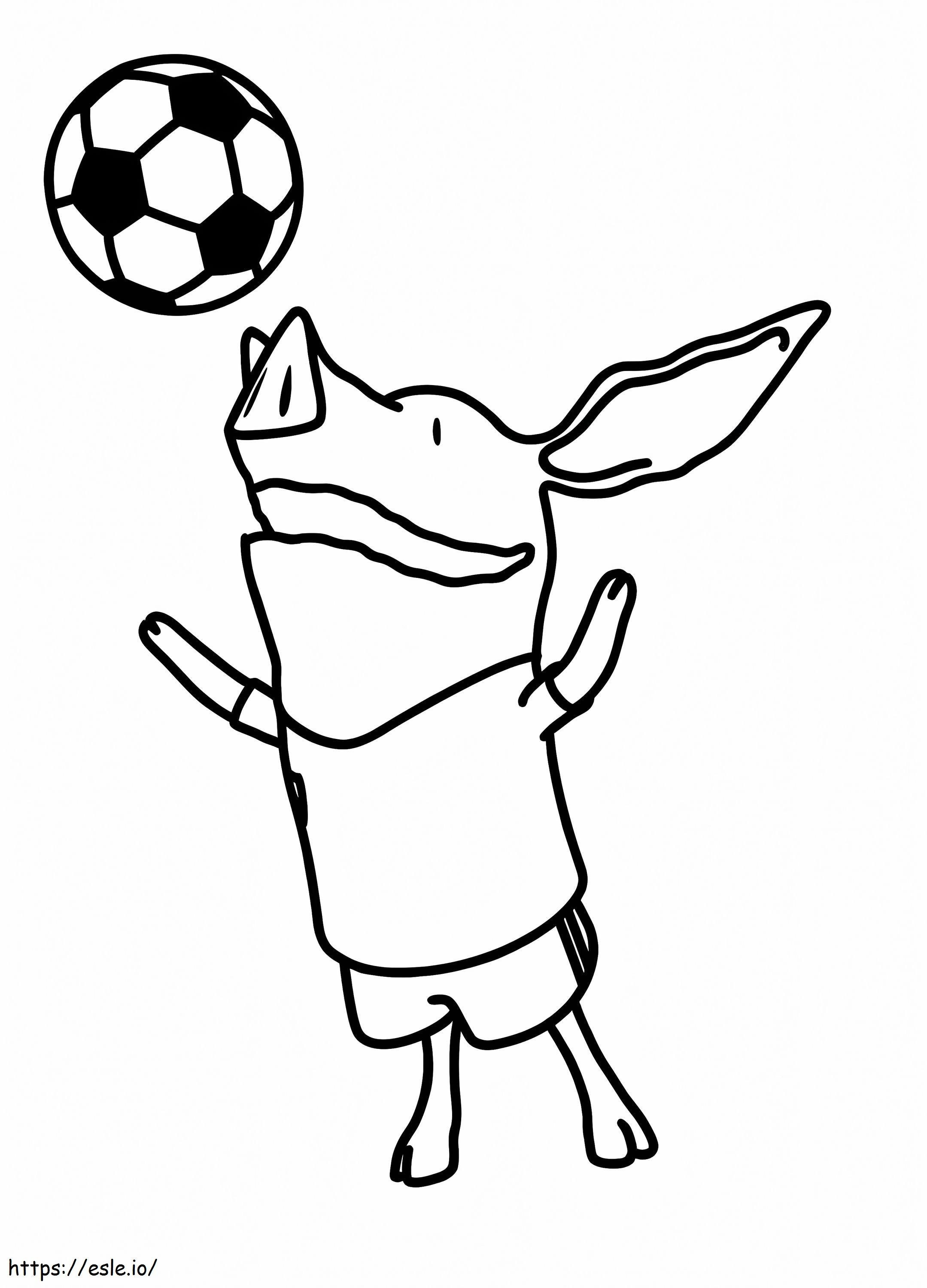 Ian Pig jogando futebol para colorir