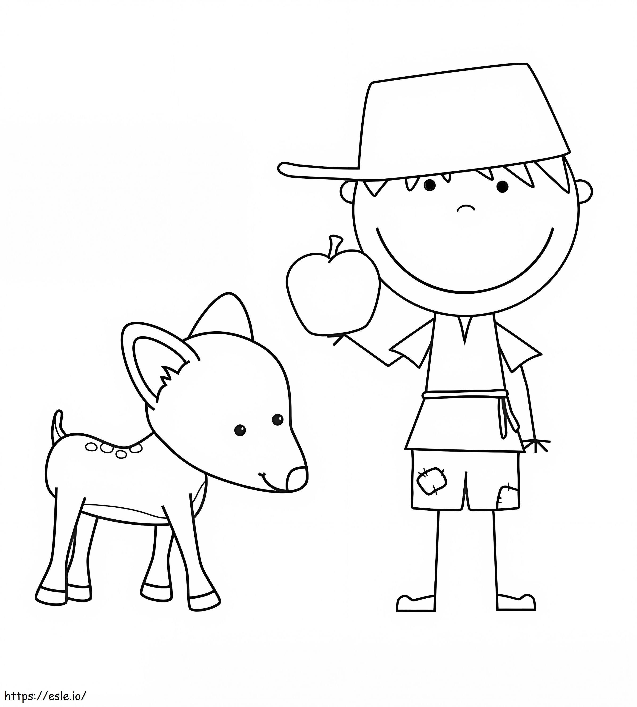 Johnny Appleseed And A Deer coloring page