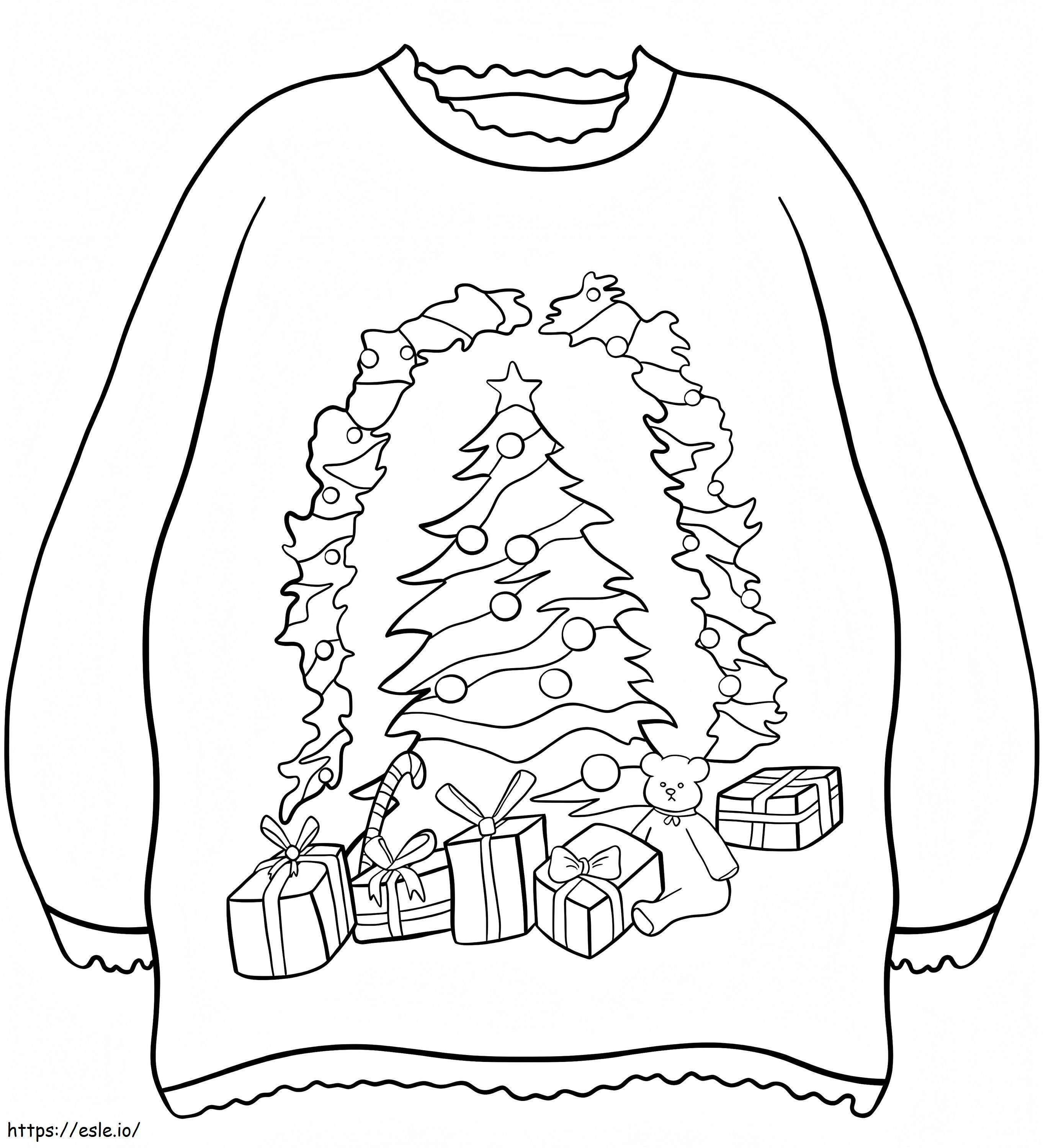 Suéter Árvore de Natal para colorir