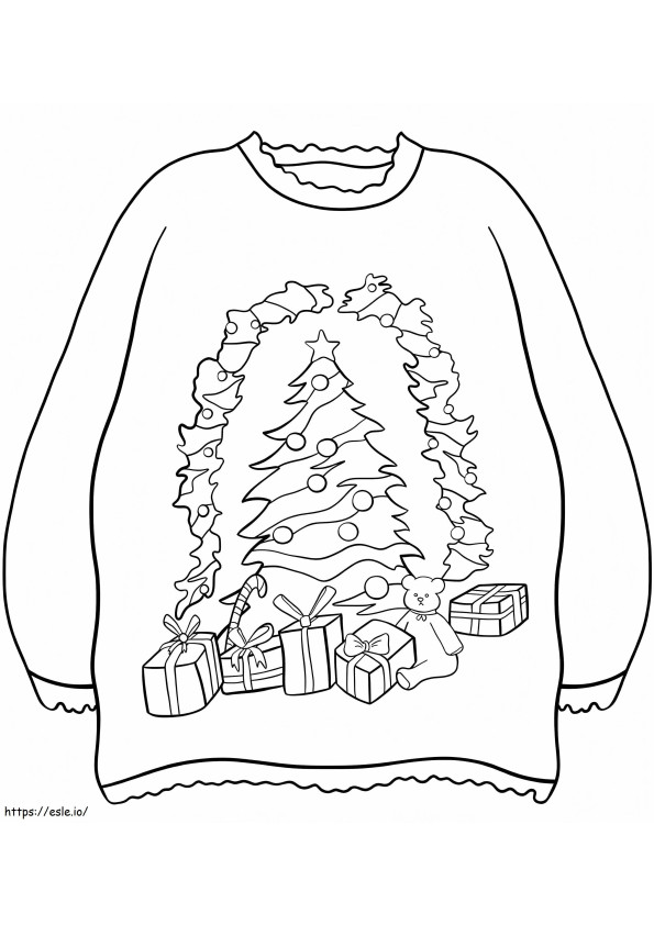 クリスマスツリーセーター ぬりえ - 塗り絵