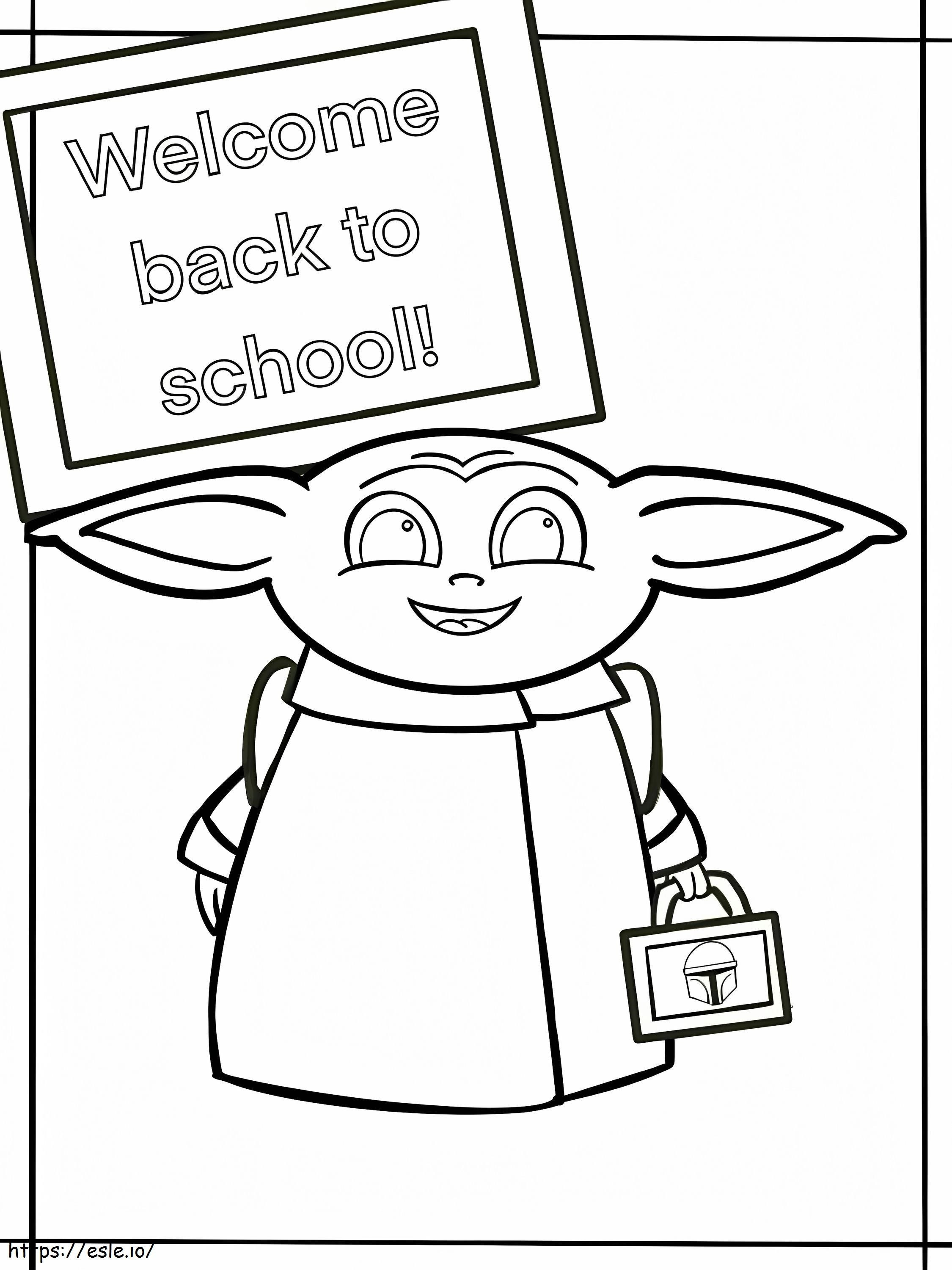 Baby Yoda terug naar school kleurplaat kleurplaat
