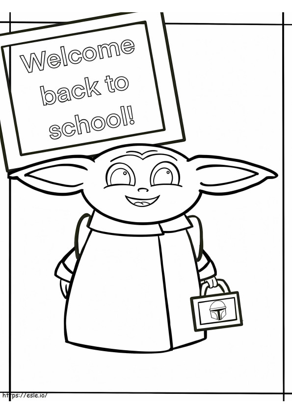 Baby Yoda terug naar school kleurplaat