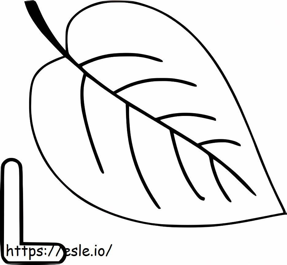 文字 L と大きな葉 ぬりえ - 塗り絵