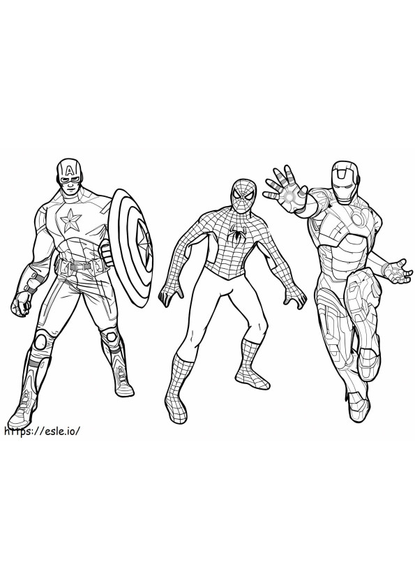 Capitán América Y Spiderman Ironman para colorear