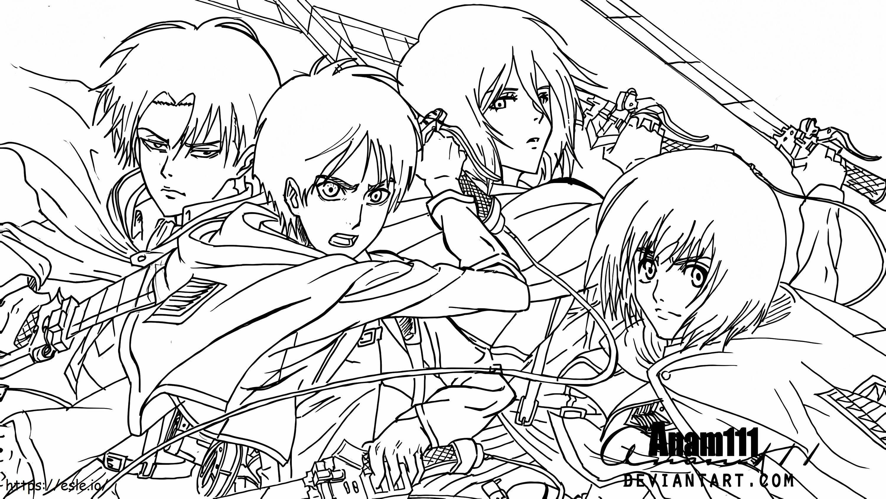 Levi And Team coloring page
