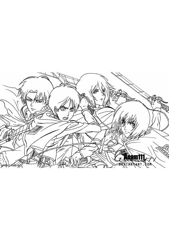 Levi And Team coloring page