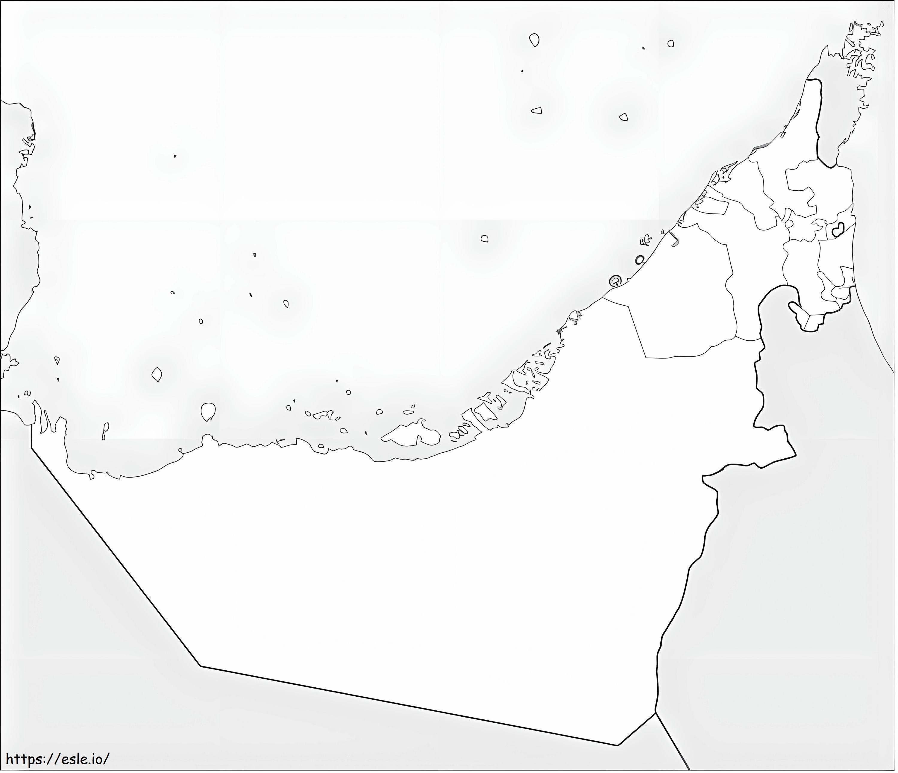 Kaart van de Verenigde Arabische Emiraten kleurplaat kleurplaat