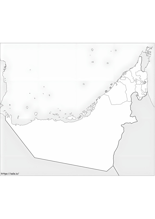 Kaart van de Verenigde Arabische Emiraten kleurplaat
