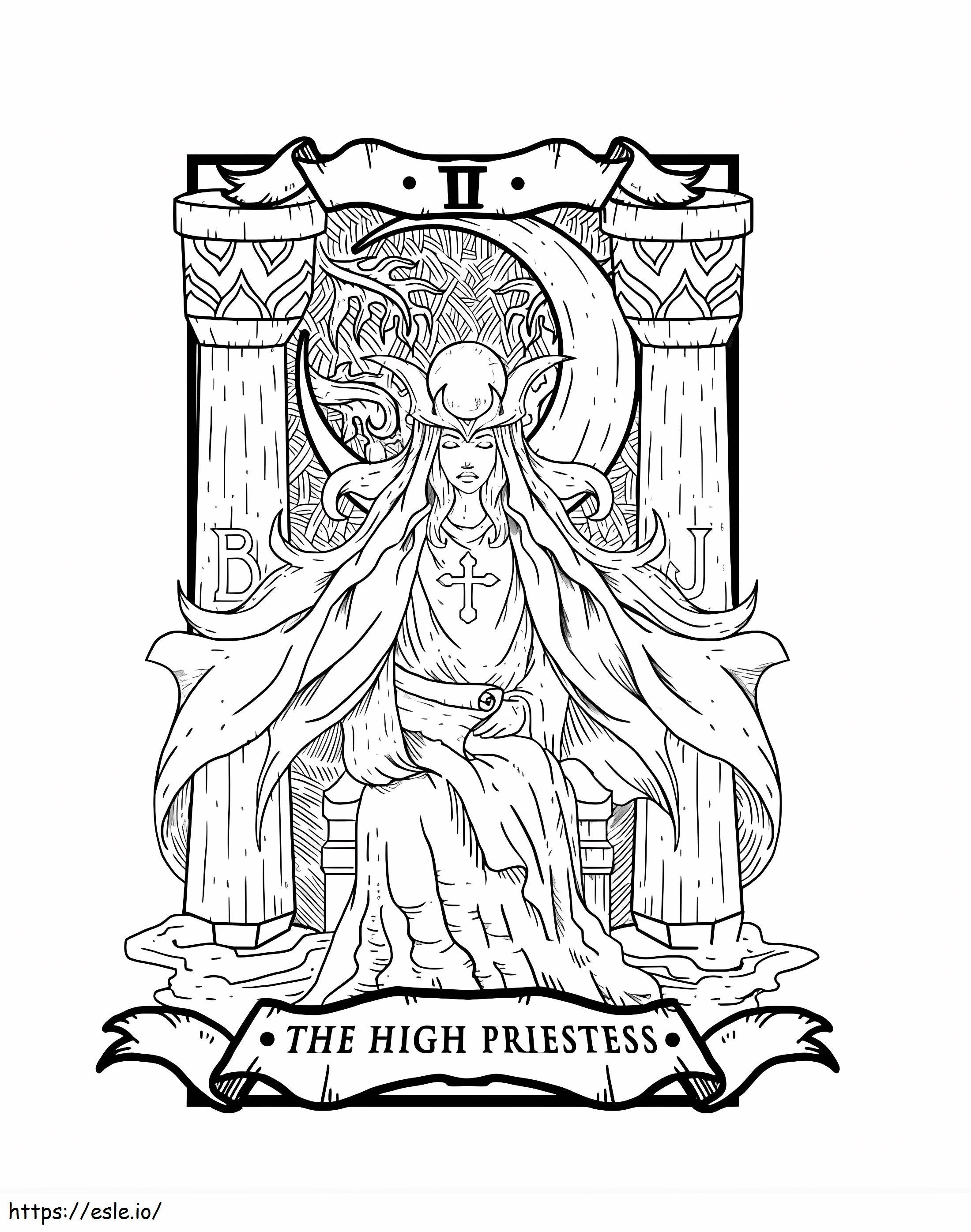 La carta del tarot de la suma sacerdotisa para colorear