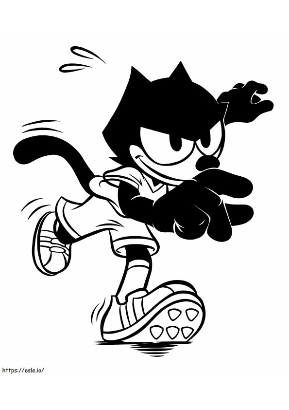 走る猫のフェリックス ぬりえ - 塗り絵