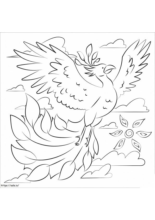 Adorable Phoenix coloring page