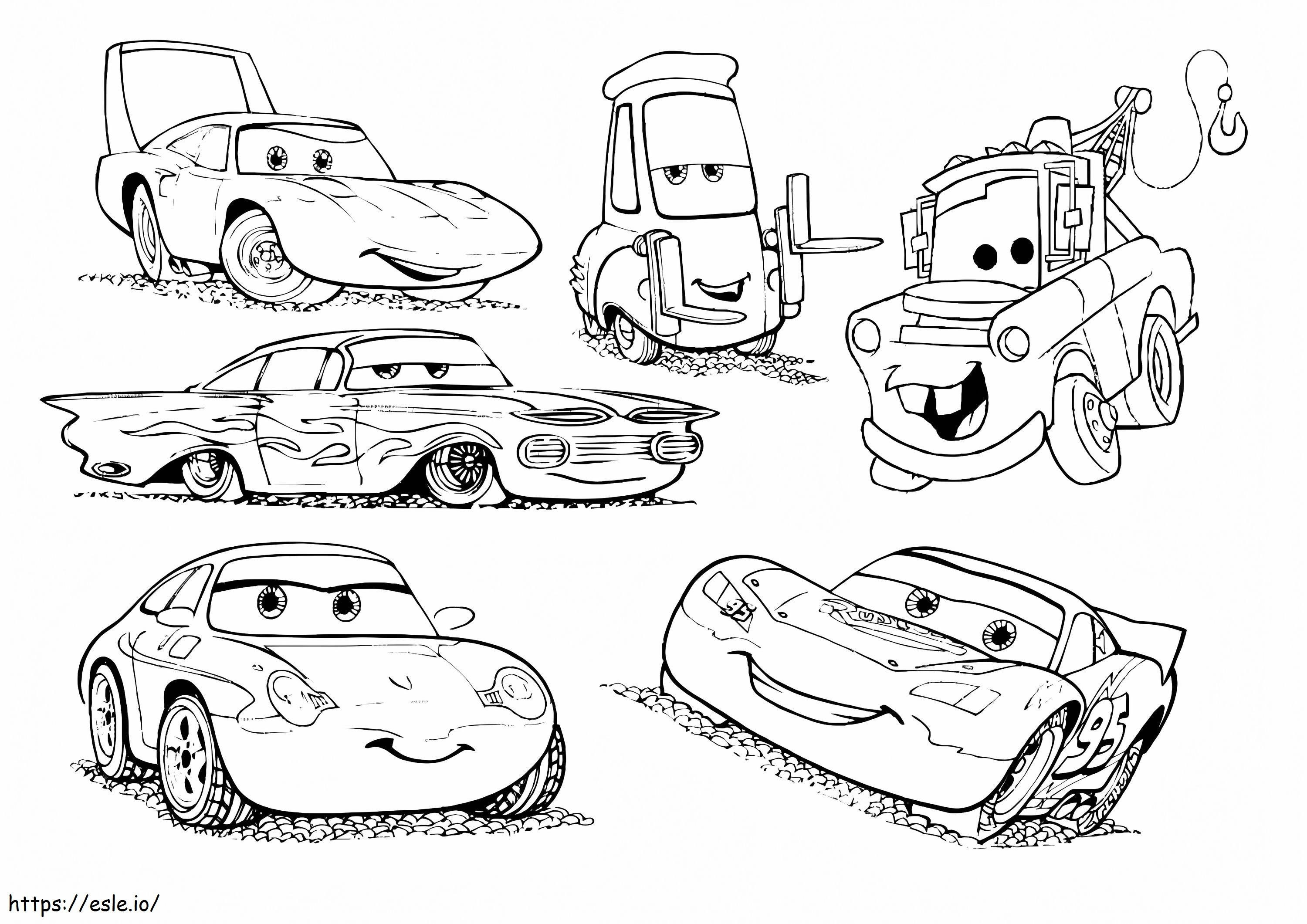 Personagens de carros para colorir