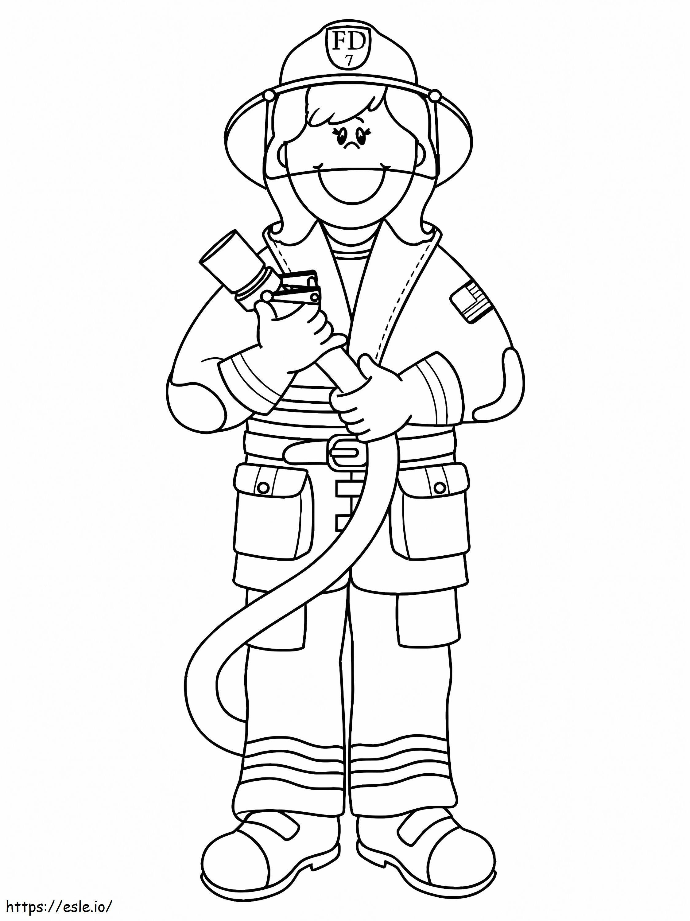 Happy Firefighter coloring page