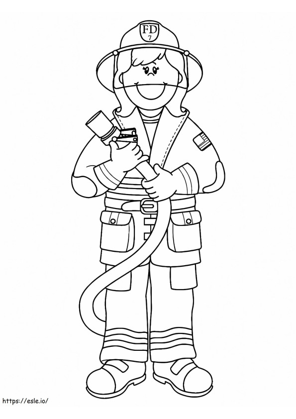Happy Firefighter coloring page