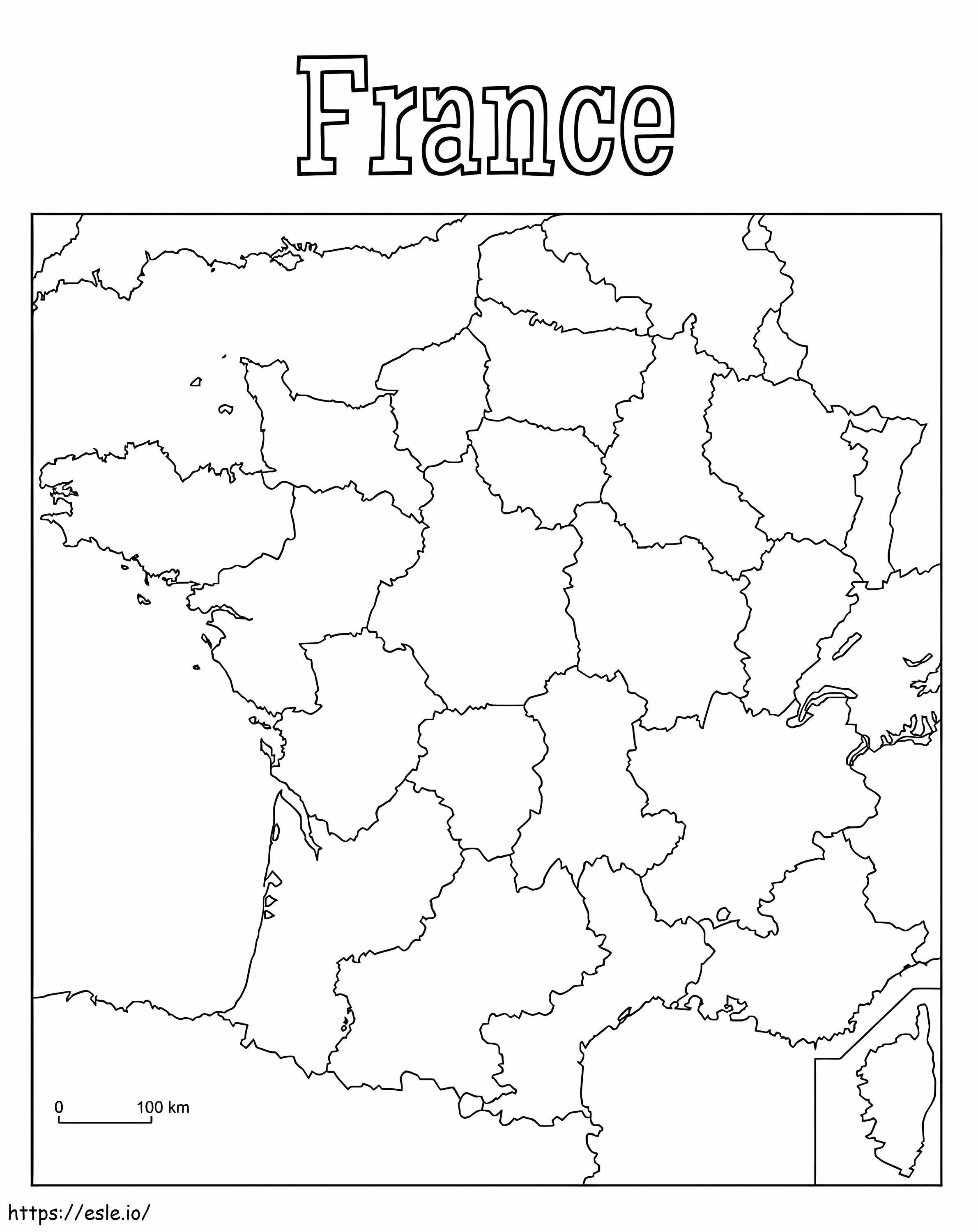 Mapa da França 5 para colorir