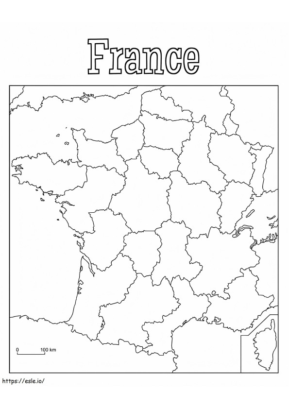 Mapa de Francia 5 para colorear