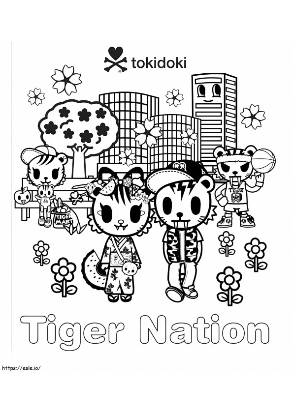 Coloriage Parc de la Nation des Tigres Tokidoki à imprimer dessin