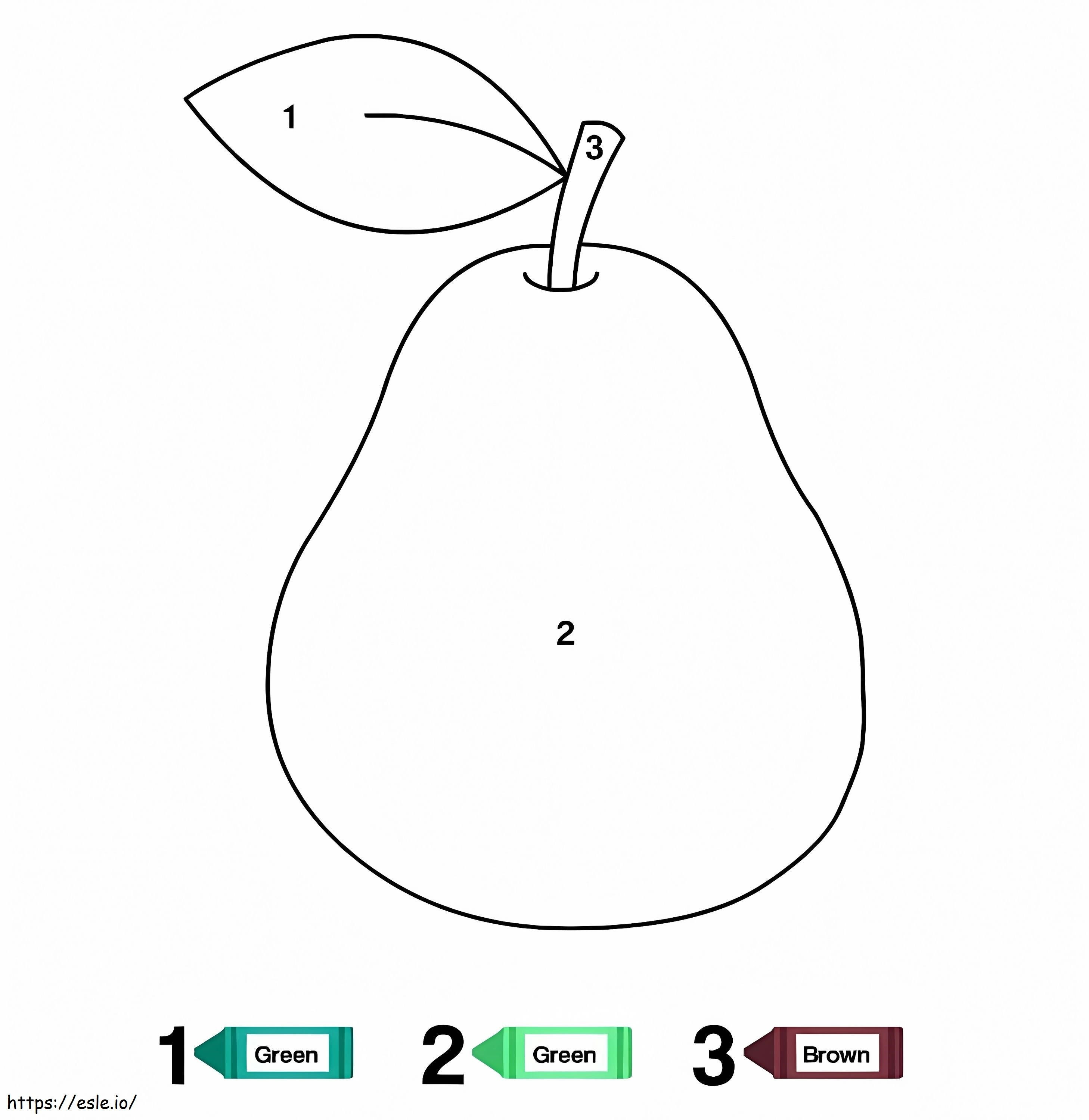 Pear Color By Number coloring page