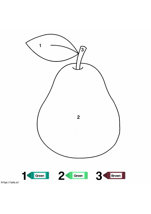 Pear Color By Number coloring page