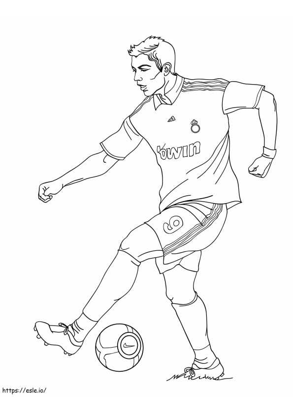 Coloriage Cristiano Ronaldo joue au football à imprimer dessin