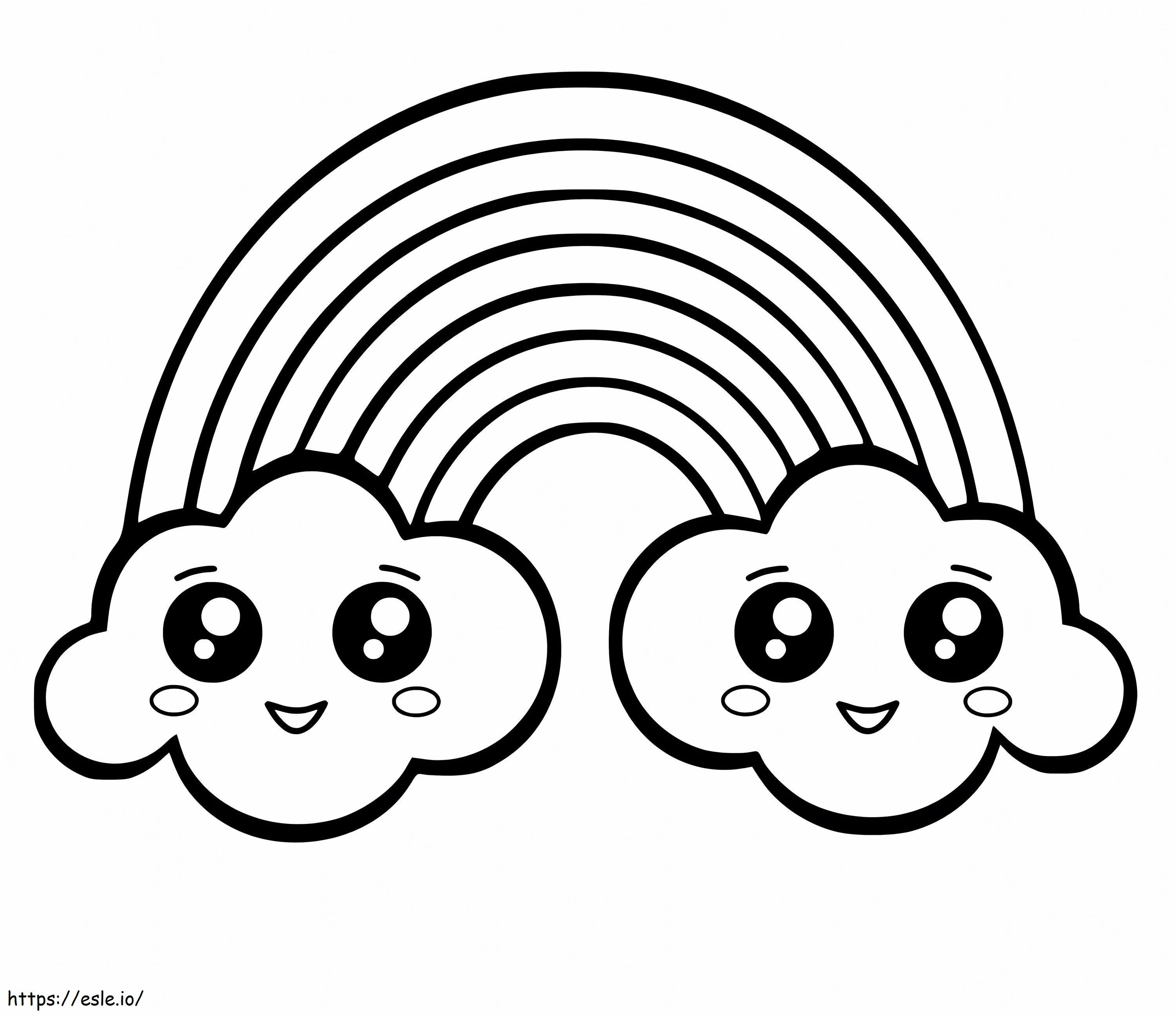 Rainbow With Pretty Clouds coloring page