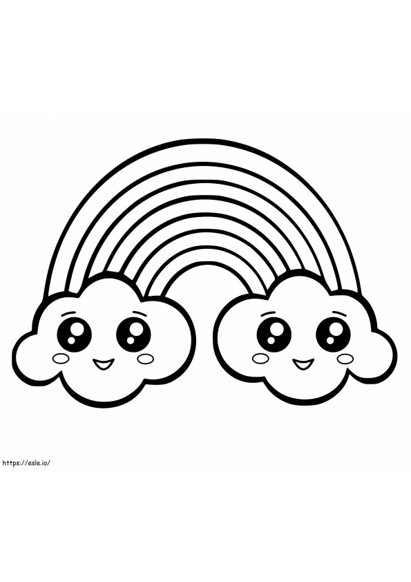 Rainbow With Pretty Clouds coloring page