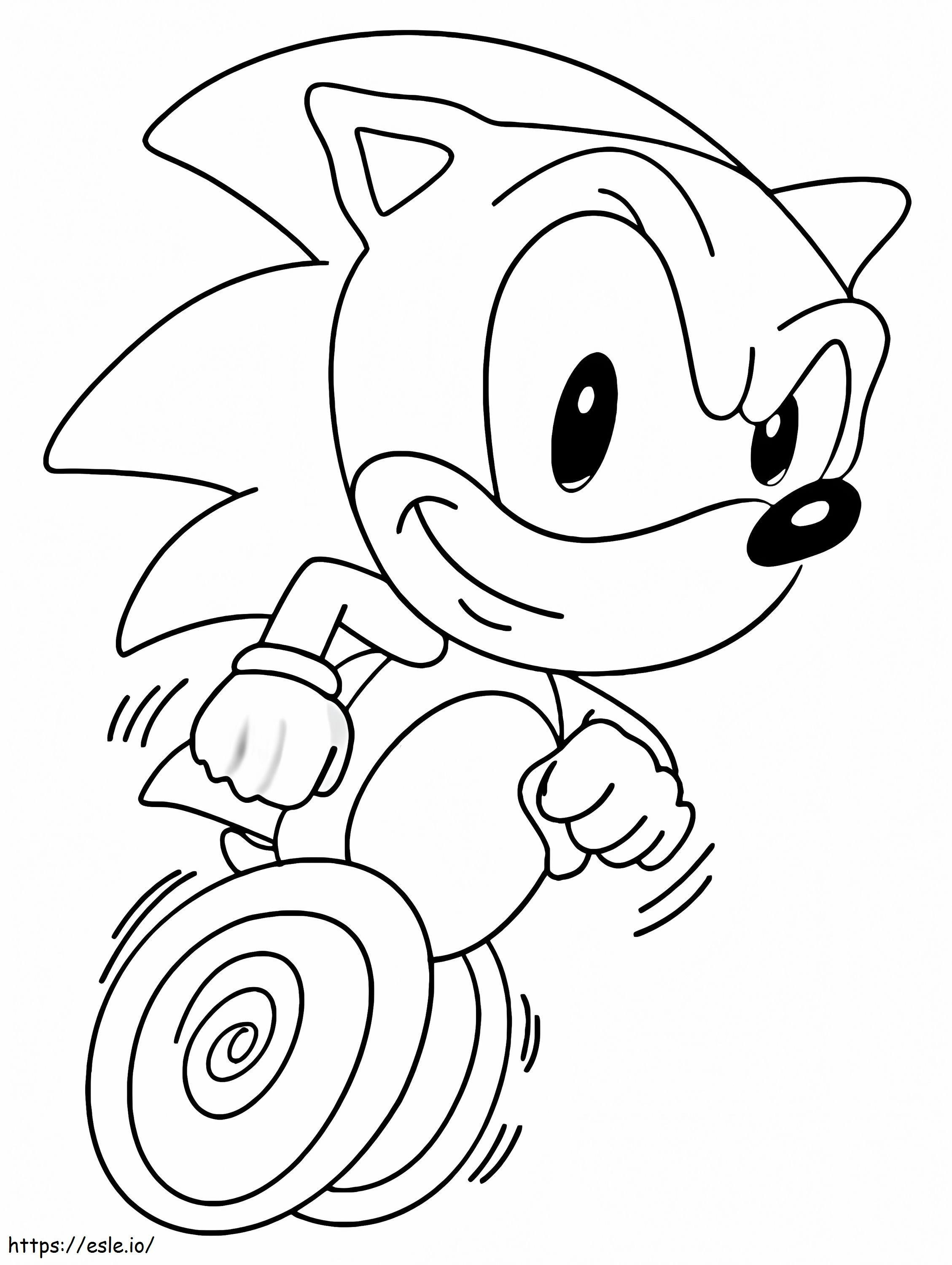 Coloriage Sonic fonctionne vite à imprimer dessin