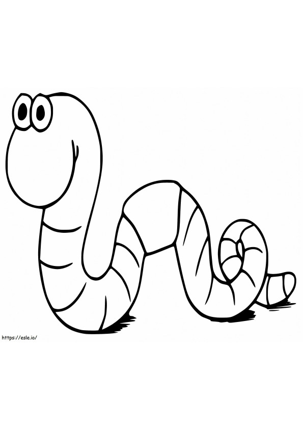 Cartoon regenworm kleurplaat