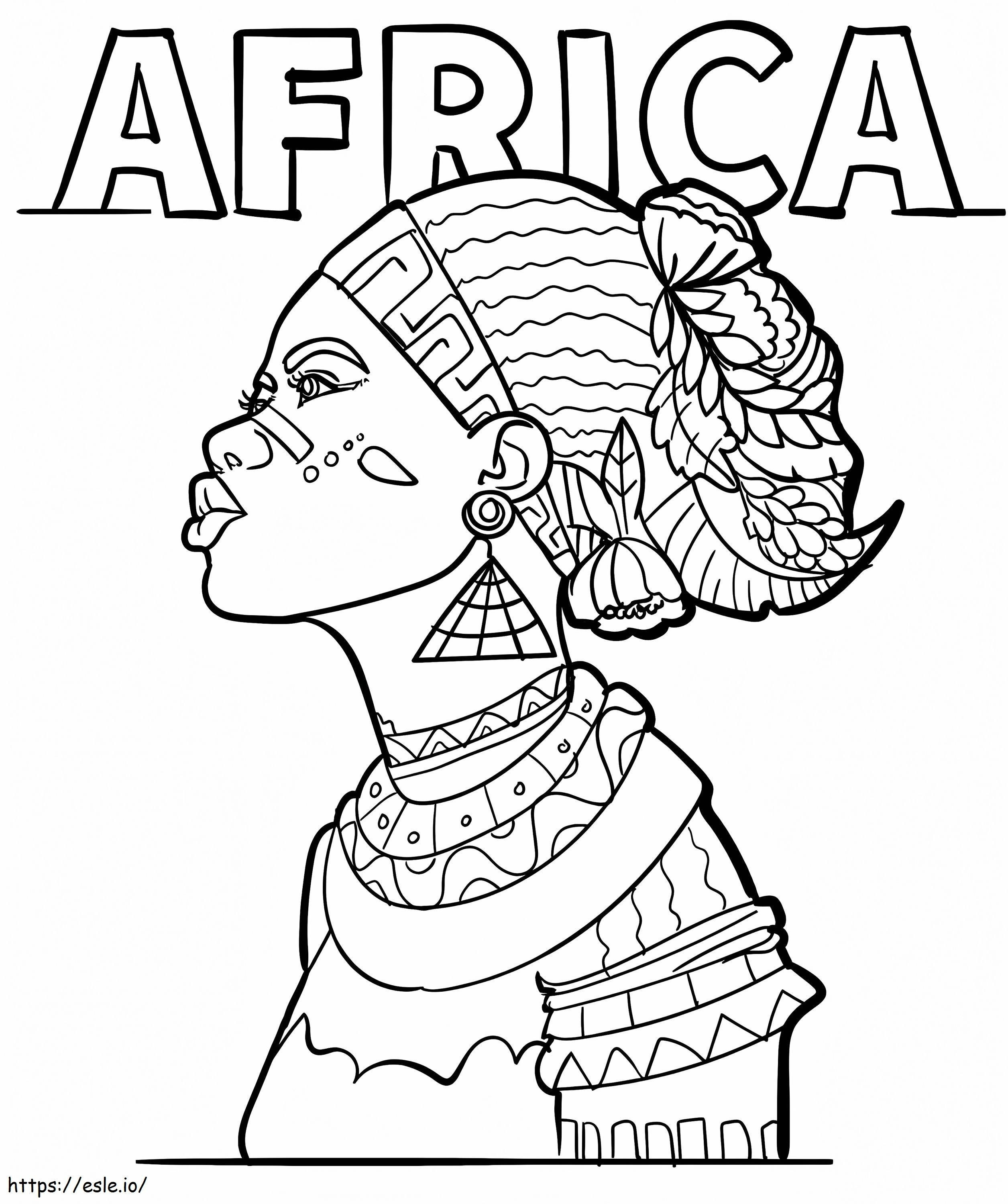 Mujer africana imprimible para colorear