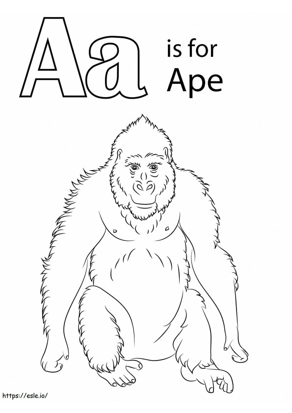 Macaco Letra A 1 para colorir