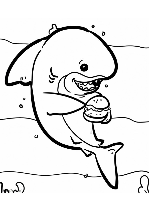 Haai Met Hamburger kleurplaat