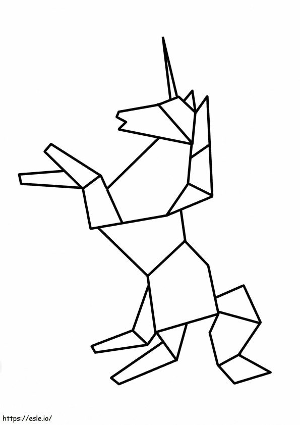 Eenhoorn origami kleurplaat