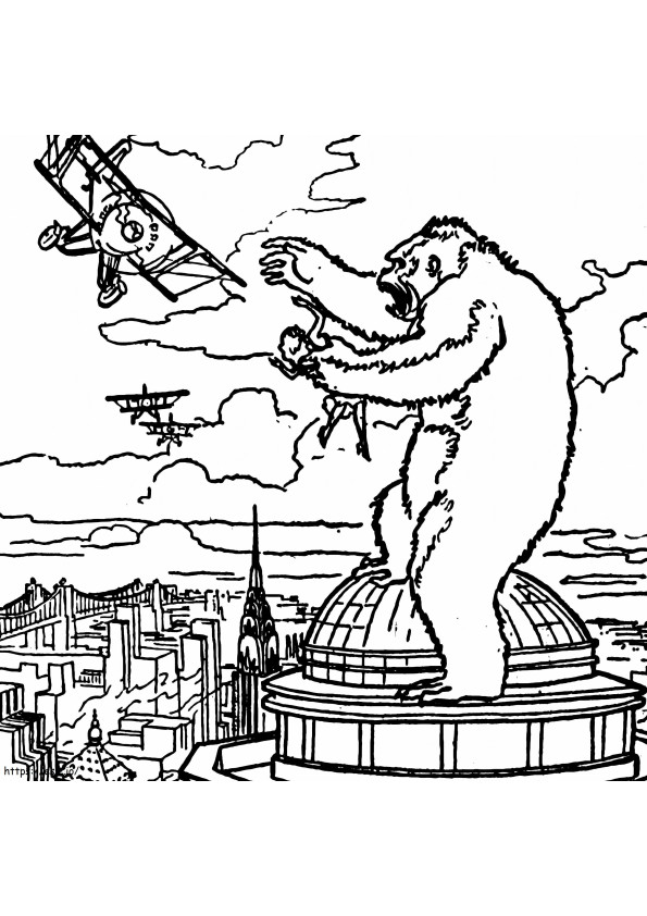 King Kong Berada di Gedung Parlemen Gambar Mewarnai