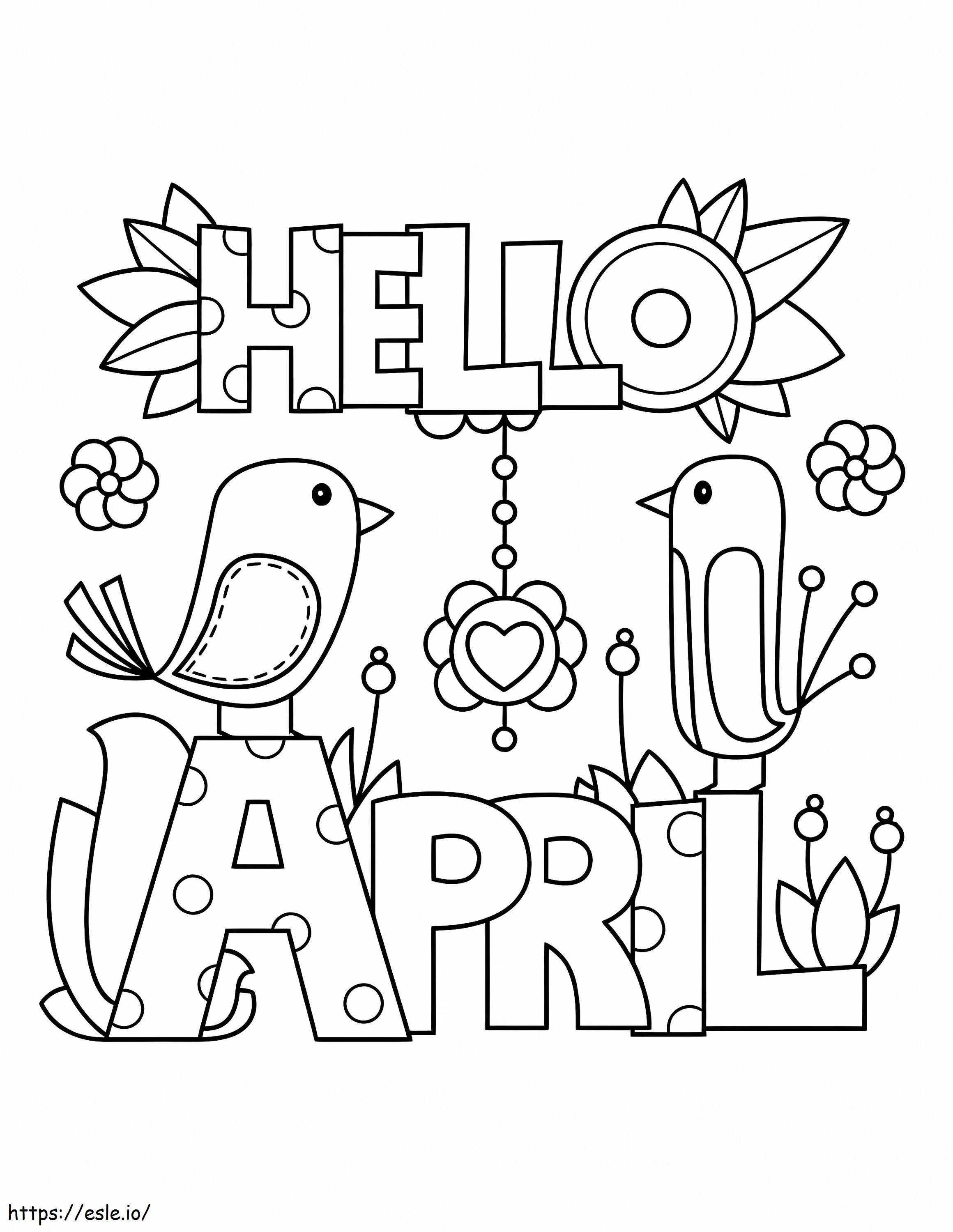 Simple Hello Spring coloring page
