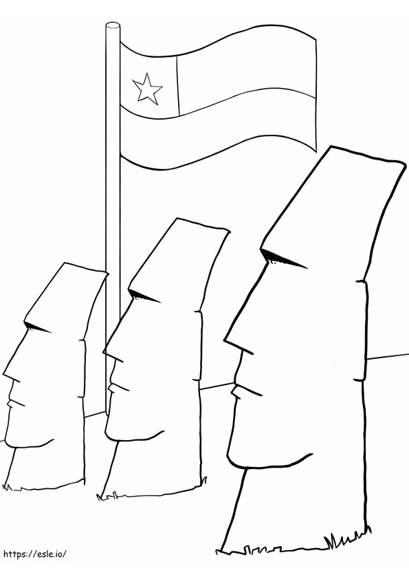 Chile Flag And Beautiful coloring page