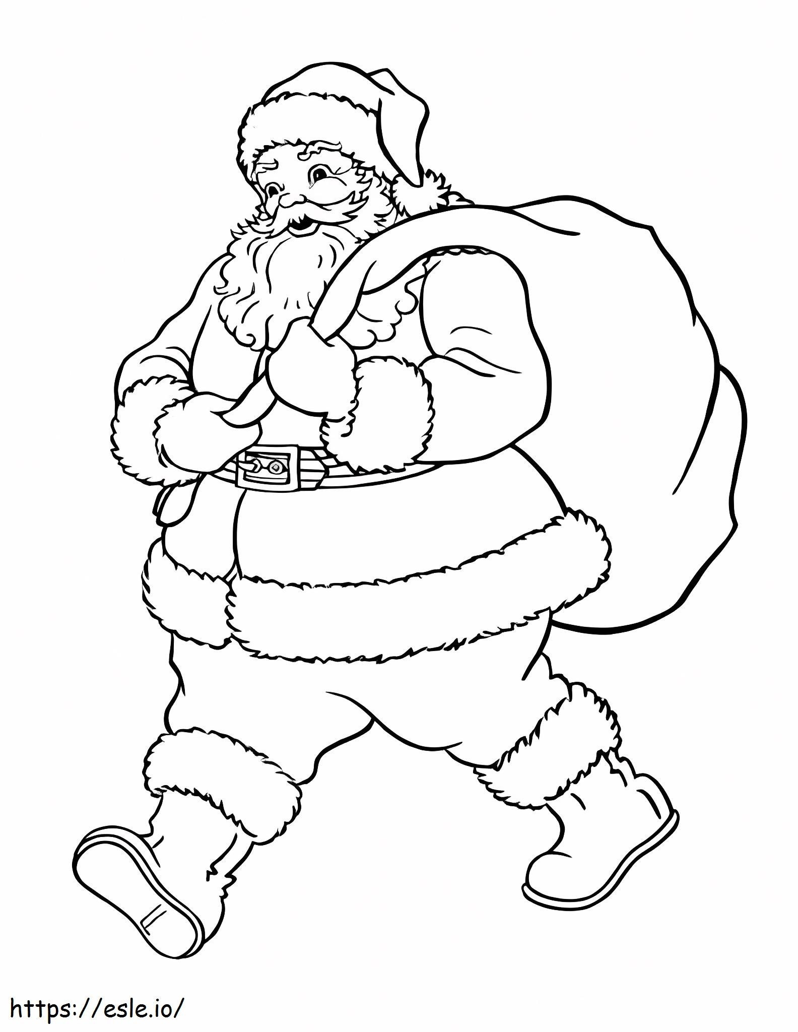 Coloriage Père Noël marchant à imprimer dessin