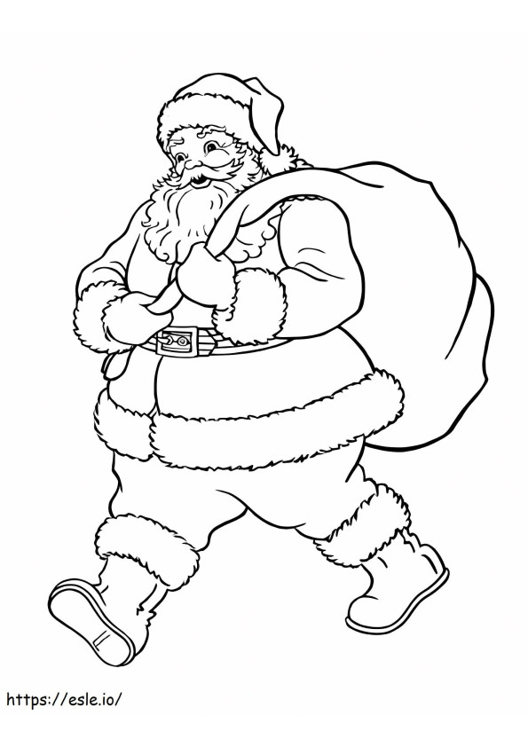 Coloriage Père Noël marchant à imprimer dessin