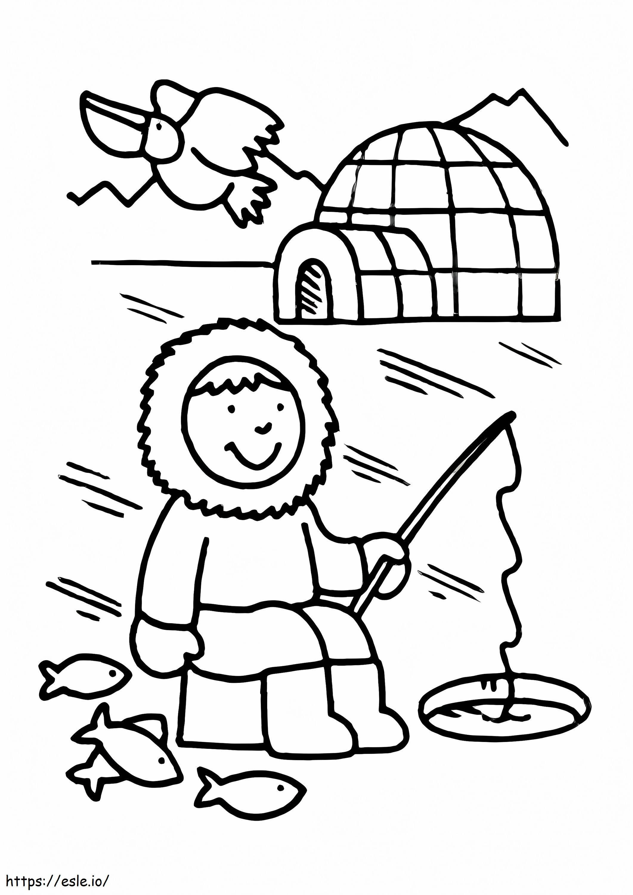 Igloo To Color coloring page