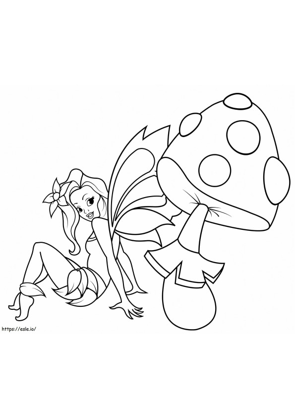 Fairy And Mushroom coloring page