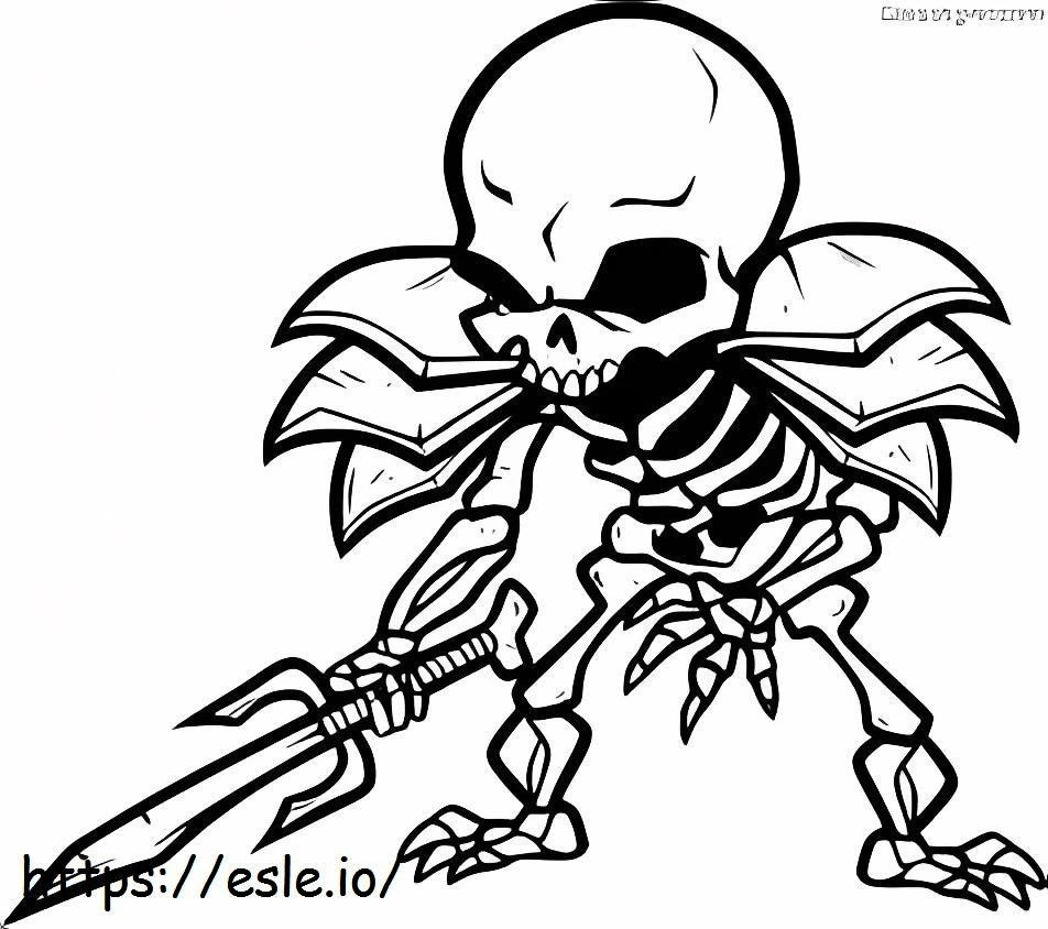Esqueleto con espada para colorear