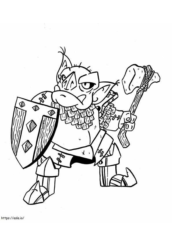 Goblin With Ax And Shield coloring page