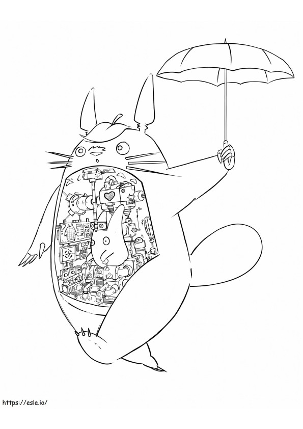 Vriendelijk Totoro wandelen kleurplaat