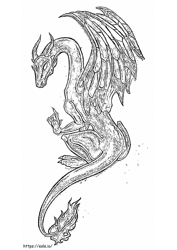 Coloriage Dragon volant dur à imprimer dessin